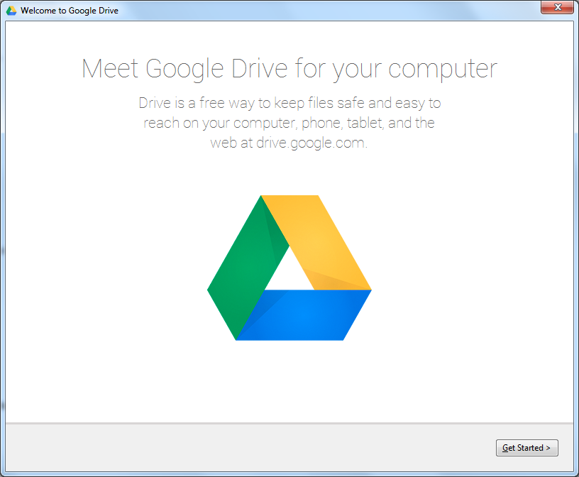 Google Drive Welcome Window Screen